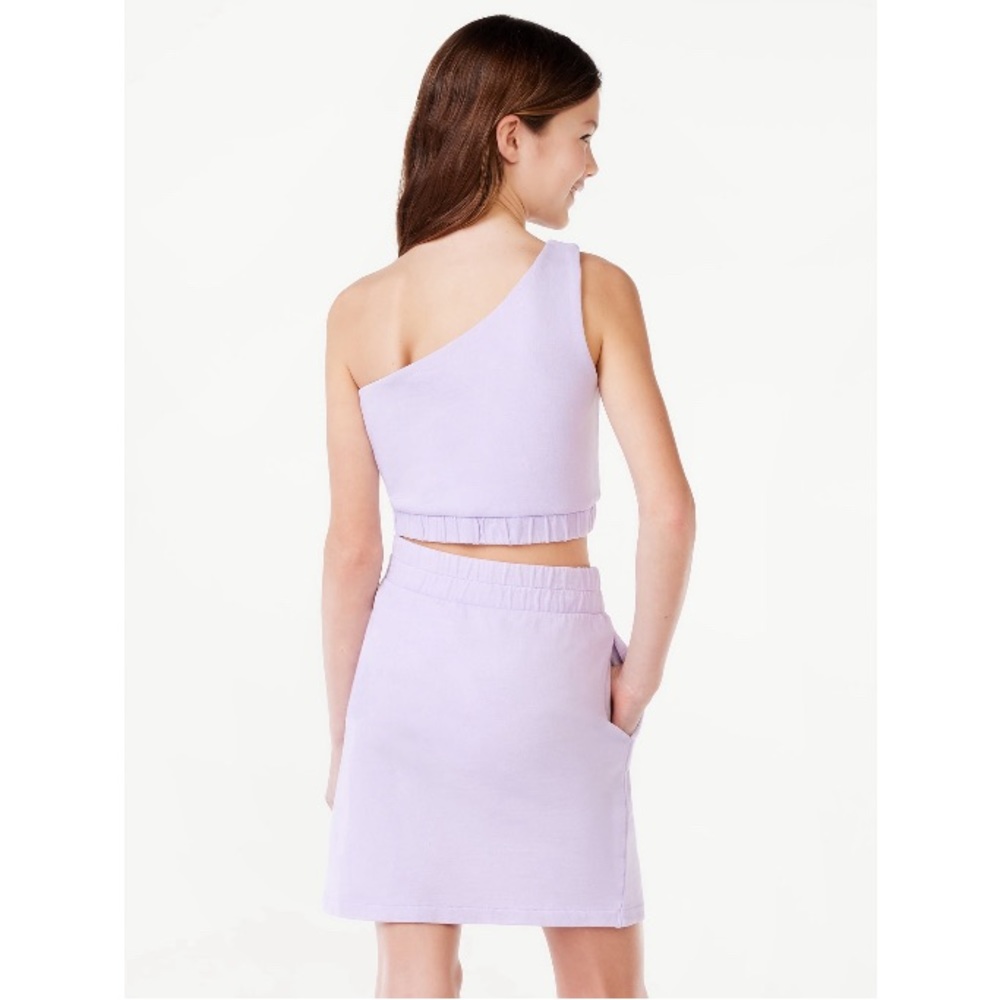 Free Assembly Girls Mineral Dyed Asymmetrical Tank Top and Skirt Set, 2-Piece